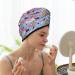 Hair Towel Wrap - Quick Drying Towel Turban with Button | Bees and Daisies Striped Design - Ideal for All Hair Types - Buy Online on GoSupps.com