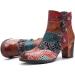 SOMESHIEN Women's Brown Leather Ankle Bootie - Vintage Floral Pattern, Size 8.5 | Side Zipper, Short Fashion Boots - Buy Online on GoSupps.com
