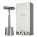 BOVEM Align Razor  Premium Single Blade Razors For Men, Double Edge Razor Blade, Safety Razor for Face and Beard, Shaving Razors for Men with Razor Stand and 5 Platinum Stainless Steel Blade Refill (Matte Silver)