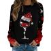 Women's Christmas Sweatshirts Cute Snowman Penguin Print O-Neck Raglan Top Shirt Pullover Comfy Warm Xmas Jumper Winter Long Sleeve Tops Loose Tunic Top Sweaters Z12-black XL