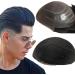 NLW Toupet Real Hair Men 0.04 mm Thin Skin Pu With Lace Toupet Men's Singings 8 * 10 Base men real hair wig 110% density (#1 deep black)