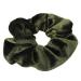 JUSTFOX XXL Velour Velvet Hair Tie Ponytail Holder Hairband Scrunchie Green