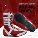 Professional Boxing & Wrestling Shoes for Adults & Youth - White/Red, Size 10 | Non-Slip, Lightweight, Breathable Training Boots - Buy Online on GoSupps.com