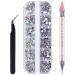 Rhinestone Picker Tool with Crystal AB Rhinestones Wax Pencil for Gems Rhinestones Nail Dotting Tool Applicator Tool Nail Art Tools Nail Design Kit for DIY Nail Art (Pink)