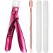 Acrylic Nail Clipper Nail Trimmer with Cuticle Pusher Spoon Nail Cleaner and 2 Pieces Nail Files Manicure Tools for Artificial Nail (Black)(Purple)