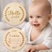 1Pcs Newborn Baby Announcement Sign Bulletin Board with Marker Round Wooden Baby Birth Sign Hello World Newborn Welcome Sign Photo Prop for Christmas Baby Shower Birthday Gift Keepsake - Buy Online on GoSupps.com