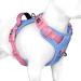 Phoepet no pull dog harness reflective dog vest with a soft training handle for small medium -sized and large dogs (baby blue base and pink carrier m) baby blue base and pink carrier medium