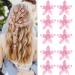 Mezrkuwr 10 pieces pink small flower hair clips mini-sweet rhinestone-metal hair needles for women wedding hair accessories decorative bridal hair clip for girls