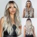 Testar gray wigs for black women Long ombre brown gray curls with air bangs dark roots heat -resistant synthetic wig for everyday use