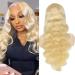613 Body Wave Lace Front Wig Human Hair 10a Brazilian 13x4 Blonde Lace Frontal Wigs 150% Density Pre Plucked Bleached Knots with Baby Hair 22 inch 22 Inch Blonde
