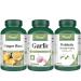 VORST Ginger Root 180 Vegan Capsules and Garlic 180 Vegan Capsules and Probiotic 10 Billion 200 Chewable Tablets | Digestive Health Supplements | (Combo Bundle 3 Bottles)