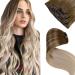 Laavoo clip in extensions balayage hair extension real hair extensions clip in ombre brown to blond remy extensions clip in real hair double whip 55cm 70 gram/5 piece 55cm-70g 2.2#8/18/60