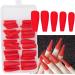 AddFavor 100pcs Long Full Cover Press On Coffin Fake Nails - Red Matte Acrylic False Nail Tips for Women and Girls - Buy Online on GoSupps.com