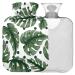 NAANLE hot water bottle with cover palm leaf polka dots transparent hot water bottle 1l warm steward for menstrual cramps pain relief handfoots heat and cold therapy