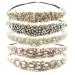 Inspirelle 5 Count Beaded Elastic Headband Fashionable Handmade Imitation Pearl Beading Hairbands for Lady Women Girls