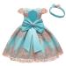 MYRISAM Flower Girls Lace Tutu Dress Baby Kids Christening Baptism Communion Birthday Party Formal Wedding Dresses w/Headwear 0-3 Months Blue