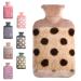 Hot Water Bottle with Cover 1.8L Large Rubber Hot Water Bottle for Relieving Menstrual Cramps Neck Shoulder Back Stomach Pain Warming Hands and Feet 1.8L-Khaki dots