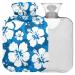 Naanle hot hot water bottle with cover blue Hawaii flowers Transparent hot water bottle 2l large hot hot water bottle for pain relief back hand feet heat heat and cold therapy