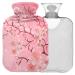 NAANLE hot hot water bottle with reference Japanese cherry blossom Transparent hot water bottle 2l large hot hot water bottle for menstrual cramps pain relief handfoots heat and cold therapy