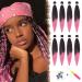 Feshfen Pre Stretched Extension Hair for Braids 65 cm 8 pieces Presed Braid Hair Extensions Yaki Texture Synthetic Hair Extensions EZ BraIiding Hair Hair extension from black to pink 65 cm (8 Pack)/Pink