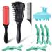 Detangling Brush Set for Curly Hair, Detangler Hair Brush with 9 Row Cushion Nylon Bristle, Shampoo Brush Scalp Massager, Rat Tail Comb Styling Brush Set Include 5 Hair Clips for Women Men Kids Wavy Natural Thick Thin Wet …