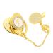 Baby pacifier curved design golden baby pacifier 26 letters glittering baby pacifier with clips for babies from 6 to 18 months (letter f)