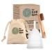 The eco era menstrual cup set "Size S" with cotton bag and bamboo brush - all items are dye -free odorless the environmentally friendly alternative to tampons/tie - 3 tlg.Set small