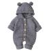 Haokaini Newborn Baby Ear Hooded Knitted Warmer Winter Romper Bodysuit Snowsuit for Boys Girls 12-18 Months Grey