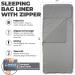 Cotton Sleeping Bag Liner - Lightweight Travel Sheet for Adults - Ideal for Camping, Backpacking & Hostels - Gray Sleep Sack with Zipper - Buy Online on GoSupps.com