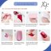 Blue Heart French Style False Nails - 24pcs Medium Square Press on Nails with Glue - Elegant Sweet Fake Nails for Women and Girls - Buy Online on GoSupps.com