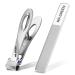 MR.GREEN Nail Clippers Wide Jaw Opening Stainless Steel Fingernail Clipper Thick Hard Toenail Cutter Manicure Scissors Tools (Nail Clipper (Medium)+Nano Glass Nail File)