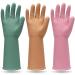 MAMISON 3 Pairs Colorful Reusable Waterproof Household Dishwashing Cleaning Rubber Gloves Non-Slip Kitchen Glove Medium