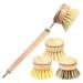 CZAYEFNH Dish Brush 3 Replacement Heads Natural Washing Up Brushes Heads Soft Sisal Bristle Dish Scrubber Palm Brush for Kitchen Cleaning Pots Pans