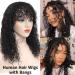 CYNOSURE 16 Inch Water Wave Wig with Bangs | 150% Density Glueless Human Hair for Black Women | Natural Black Non-Lace Front Wig | Pack of 1 - Buy Online on GoSupps.com