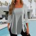 tsaChick Women's Side Button Sweatshirt Long Sleeve Square Neck Top - Black Hoodie S-XXL Gray XL - Buy Online on GoSupps.com
