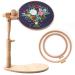ZOCONE Beech Wood Adjustable Rotated Embroidery Hoop Stand with 2 Pcs 7'' 8'' Embroidery Hoops  Wooden Embroidery Stand  Embroidery Hoop Holder for Cross Stitch and Embroidery Project (A)