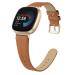 EDIMENS Leather Bands Compatible for Fitbit Versa 3 / Fitbit Sense for Women Men, Genuine Leather Bands Replacement Wristbands Straps Compatible with Versa 3 / Sense LightBrown Small 5.7"-7.8"