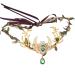 MOSTORY Handmade Emerald Crystal Elven Circlet Golden Fairy Moon Crown Headpiece Woodland Branch Headband for Women Womens Wedding Party Festival Costume Hair Accessory Gold Green