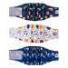 Cutebone male washable dog diapers belly bands 3 pieces of reusable dog abdominal tape for male high-suction dog wraps with flexible Velcro dm37xs-de Krocodil & dinosaur & rocket XS (23-28cm)