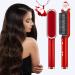 Hair Straightener Brush Negative Ion Styling Comb 2 in 1 Hair Straightener Brush and Curler with 5 Temp Portable Electric Straightening Comb Heated Hair Brush 35s Fast Heating Anti-Scald(Red)