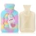 Hot Water Bottle with Cover Removeable & Washable Soft Unicorn Plush Bottle Cover Warm in Winter Natural Rubber 1 L for Neck Waist Back Legs Shoulder (Green)