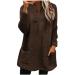 AMhomely Ladies Womens Soft Teddy Fleece Hooded Jumper Plus Size Double Fleece Casual Hoodies With Pocket V Neck Soft Fleece Hooded Sweatshirts Plain Pullover Tops Winter Lightweight Lounge Tops 02 Coffee XL