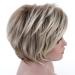 Rosa Star Ombre Brown Mixed Blonde Short Wig with Bangs | Natural Curly Synthetic Hair | Heat Resistant | Full Wig for Women - Buy Online on GoSupps.com