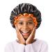 Mikimini Small black shower hoods in a 2-pack for children double-layer waterproof bathing hair hood with reusable soft comfortable Peva feed cute stretchy shower hat Klein (2-pack) black+orange