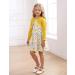 Puseky Toddler Girl Floral Print Sleeveless Dress and Ribbed Cardigan Set - 18-24 Months Yellow - Buy Online on GoSupps.com