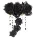 LALAFINA Black Barrettes Womens Hair Clips Gothic Day of Dead Hairpin Rhinestone Chain Cosplay Headwear for Halloween (Black) Black Headbands for