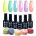 Gel Nail Polish Set Pastel - Wowfun 6 Colors 10ml Gel Polish Set Spring Summer Pink Green Blue Soak Off Macaron Nail Polish Purple Yellow DIY at Home Gift for Starter and Professional Birthday Gifts for Her (Macaron Diar...