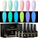 MTSSII Glow in the Dark Gel Nail Polish 6 Colors Luminous Jelly Gel Polish Set Fluorescent Bright Light Pink White Blue Purple Glow Effect Soak Off UV Nail Polish Kit Christmas Halloween Gifts for Women Jelly Glow