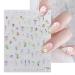 JMEOWIO 3D Embossed Flower Spring Summer Floral Nail Art Stickers Decals Self-Adhesive 5D Nail Supplies Nail Art Design Decoration Accessories 1 Sheets