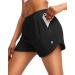 G Gradual Women's Running Shorts with Zipper Pockets Quick Dry Athletic Workout Gym 3" Shorts for Women with Comfy Liner Black Large